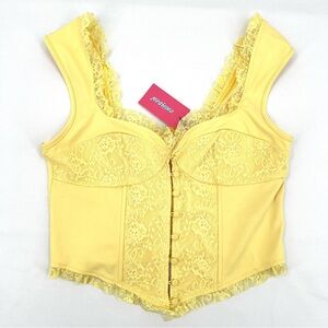 Edikted Yellow Lace Corset Tank